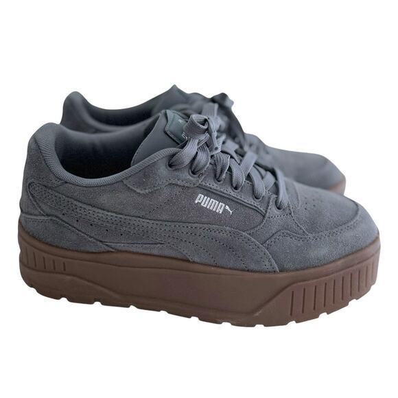 PUMA Women's Karmen II Idol Platform Sneakers Size 8 Grey Suede Comfort - Picture 1 of 6